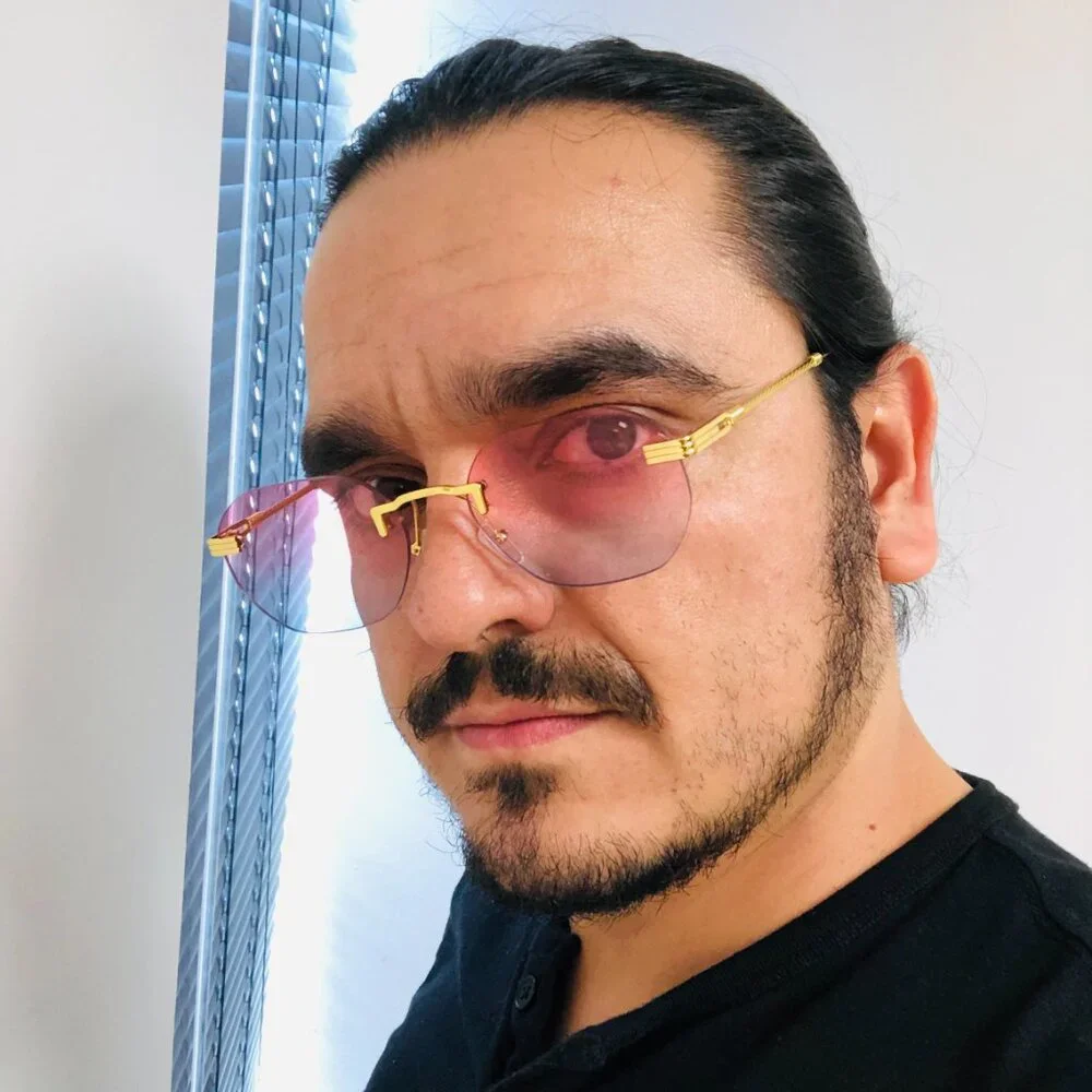 Hip Hop Women Men Sunglasses Pink Blue Rimless Round Trendy Shades Gold‎ Metal